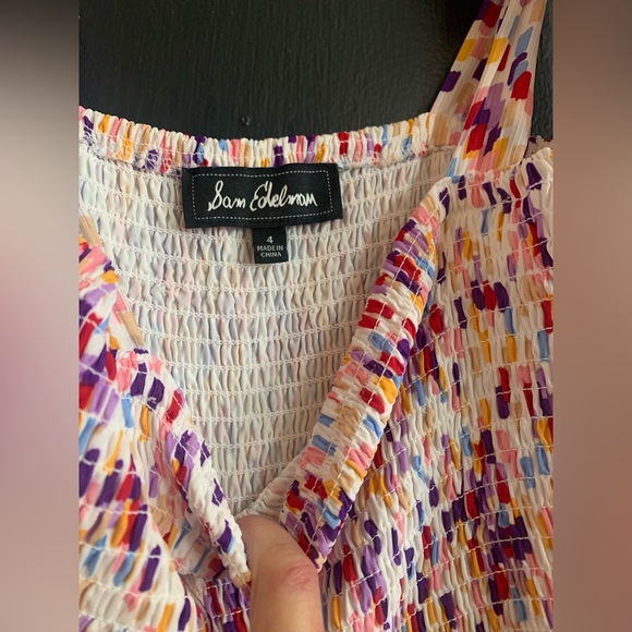 Sam Edelman Smocked Tie Strap Maxi Dress Tiered 4 Small Medium - Picture 4 of 4